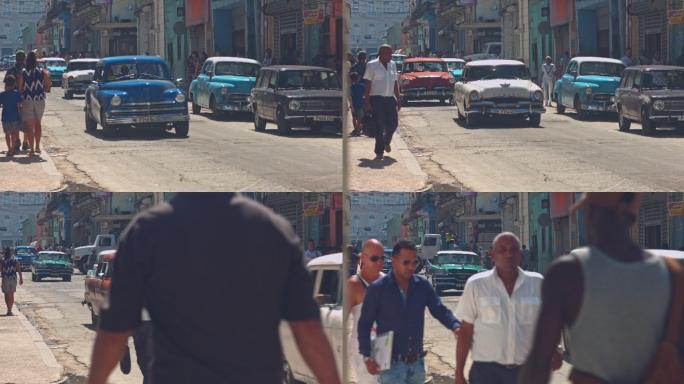 古巴的街道旅游门面人行道