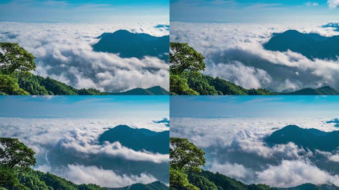自然早晨日出云雾中的山谷山脉云海平流雾