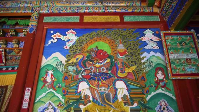 寺庙彩色壁画门神护法