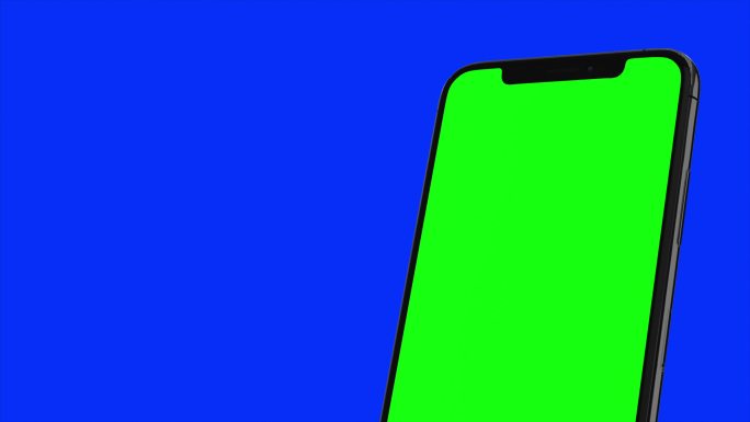黑色智能手机在蓝色背景上打开。