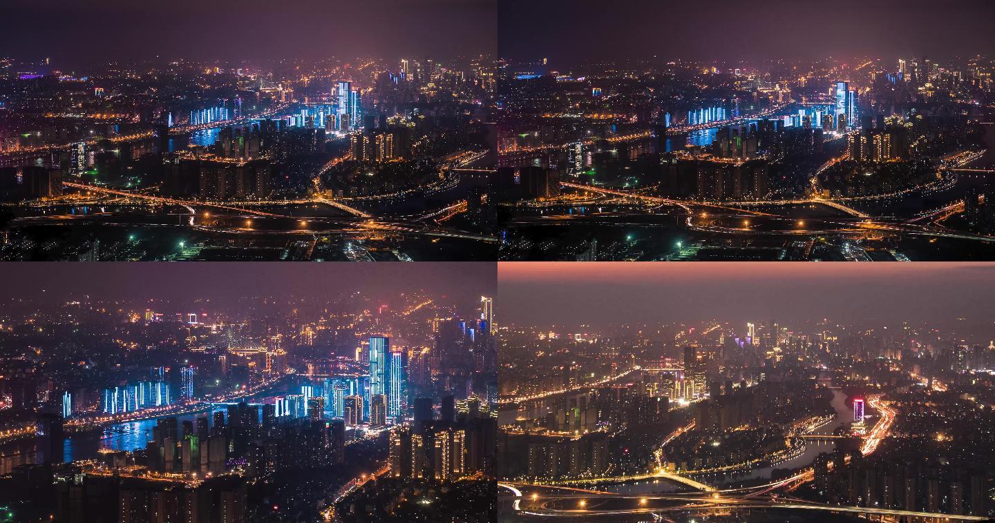 福州鼓山俯瞰夜景繁华城市霓虹灯延时摄影