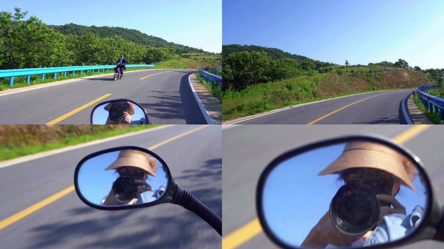 4k坐摩托车上拍沿途风景
