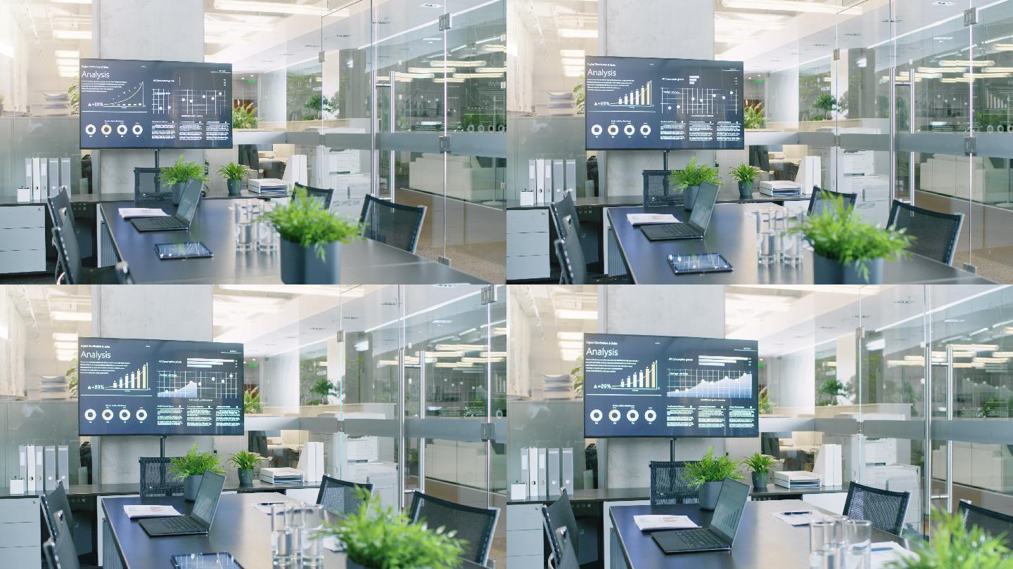 现代化的会议室商务商业办公空镜小型场所