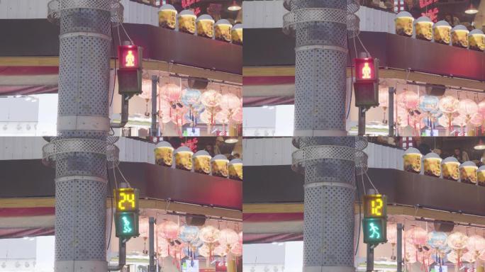 空镜素材马路红绿灯人行道台湾行人夜景