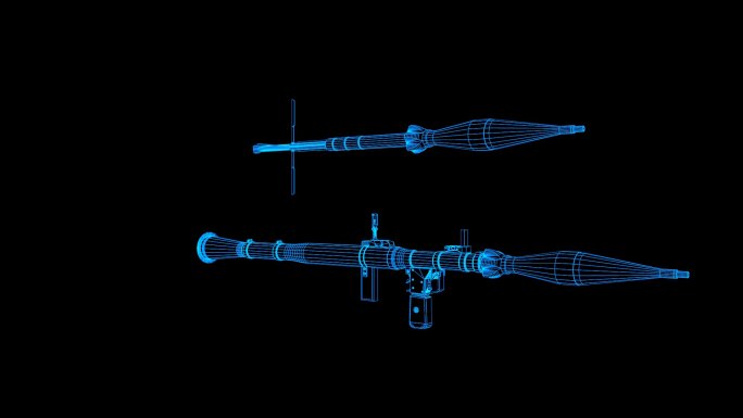 蓝色全息科技线框便携式RPG导弹带通道