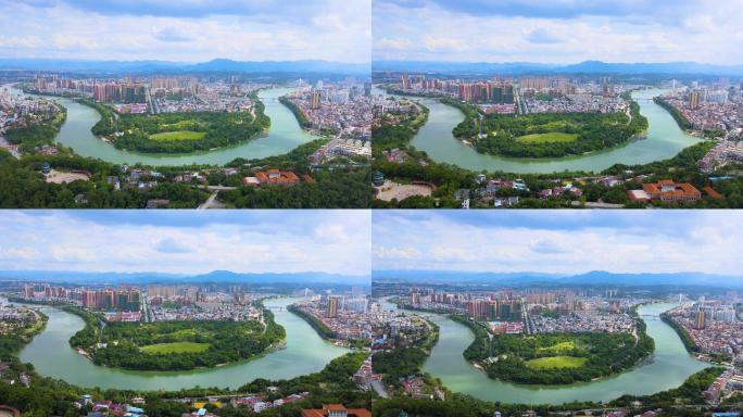 4K航拍广西百色城市右江风景