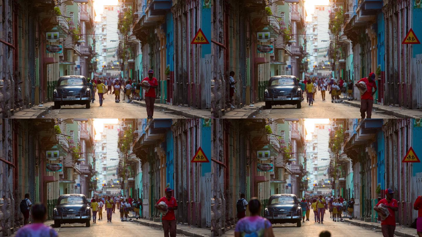 古巴哈瓦那典型的街景