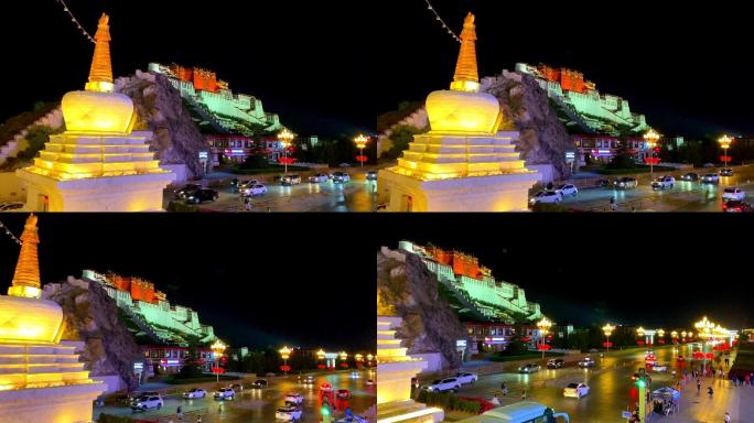 西藏拉萨布达拉宫夜景名胜古迹神圣之地