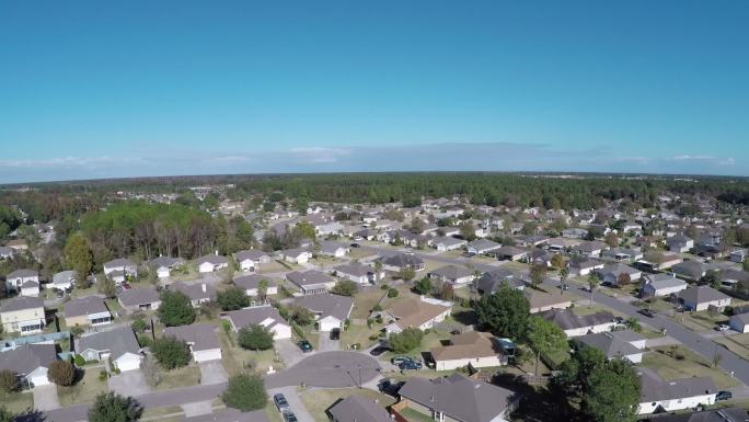 城镇的空中拍摄鸟瞰视角城市规划绿化景观