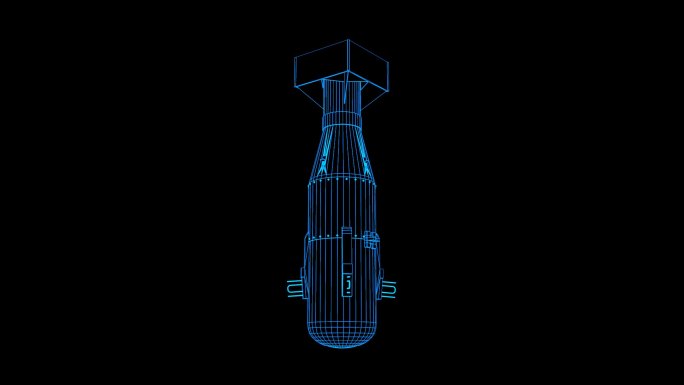 蓝色全息科技线框原子弹旋转带通道