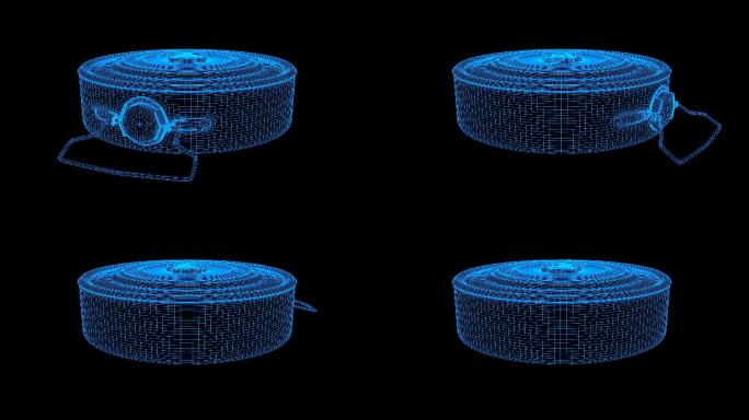 蓝色全息科技线框反坦克地雷旋转带通道