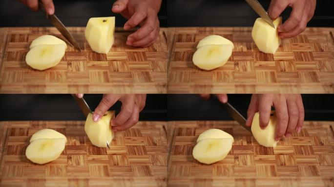 红富士苹果厨师削红苹果 (10)