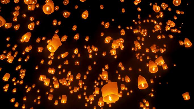洛伊克拉通传统节日中的斯洛莫天灯。