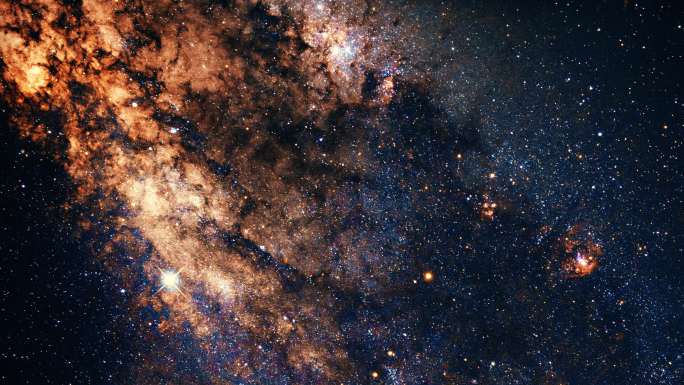 【4K宇宙】金色璀璨银河时空穿梭震撼星云