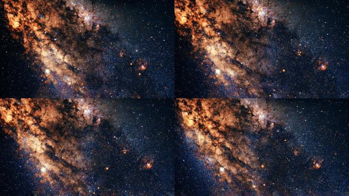 【4K宇宙】金色璀璨银河时空穿梭震撼星云