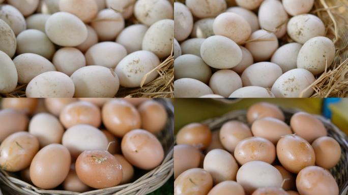 农场的有机鸭蛋和鸡蛋。