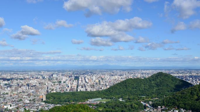 札幌的时间推移北海道岛札幌市航拍延时