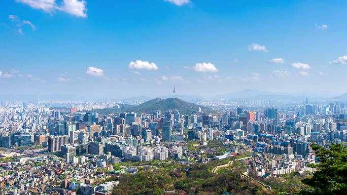 首尔的城市景观实拍视频素材