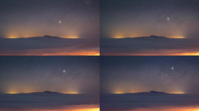 银河系从泰德山升起的延时摄影