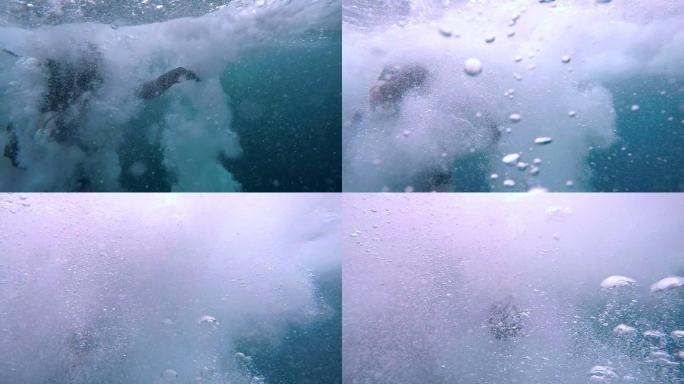 潜水员跳入海洋视频素材大海深海