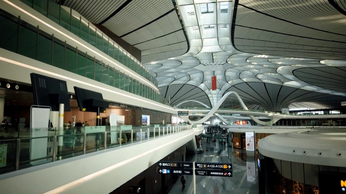 疫情期间的北京大兴国际机场延时摄影素材