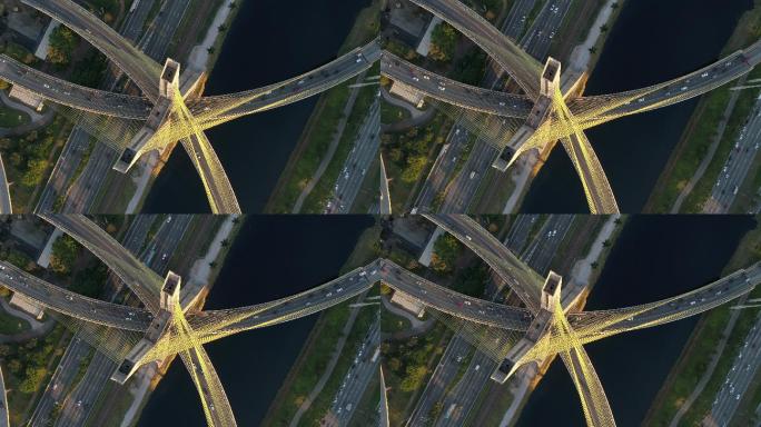 大桥鸟瞰图飞机视角
