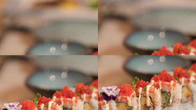 日本料理鱼子酱寿司特写4K画质