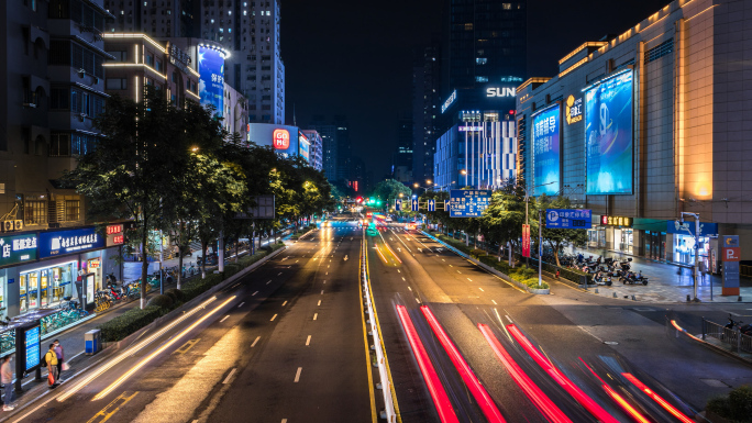 南京新街口车流夜景