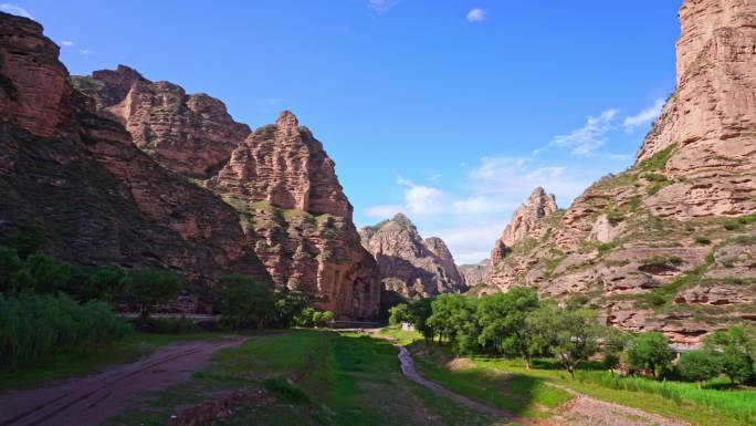 炳灵寺石林峡谷河道石山旅游景点云彩延时