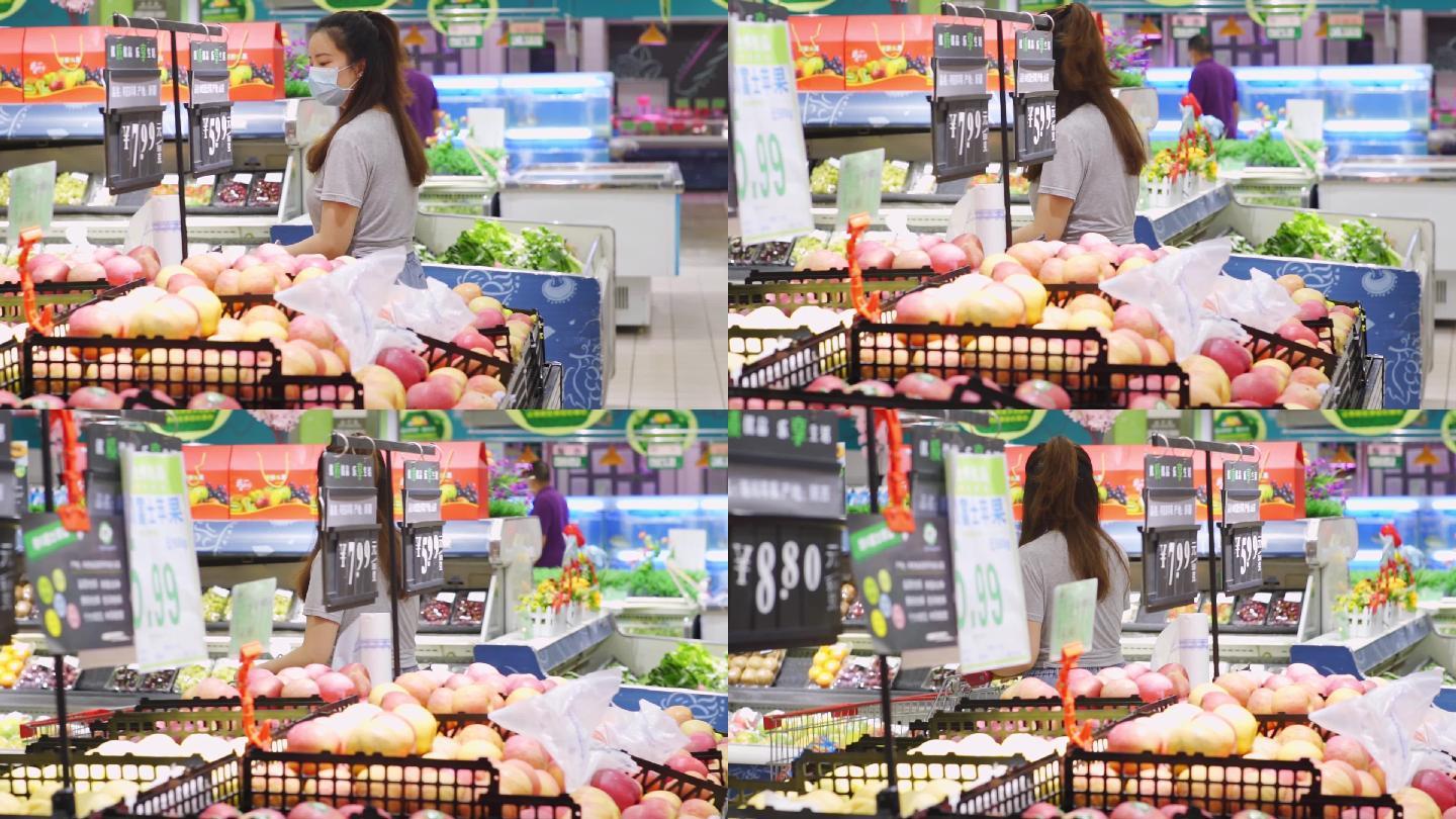 女生逛超市买蔬菜水果升格