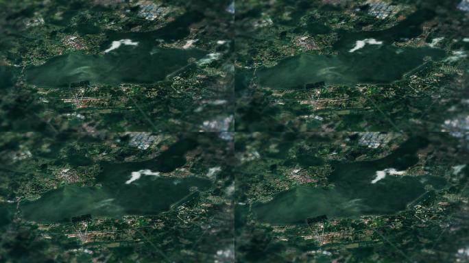 4K上海淀山湖地图航拍视频素材