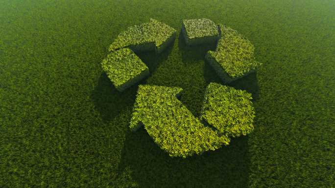 绿色草制成的回收标志