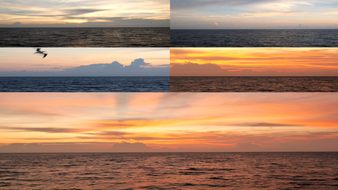 【4K】大海-夕阳-晚霞-海面-海平面