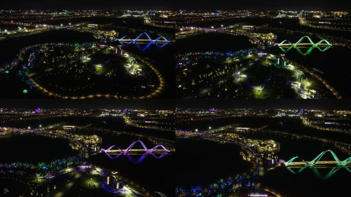 4K 航拍 中华海棠园 夜景