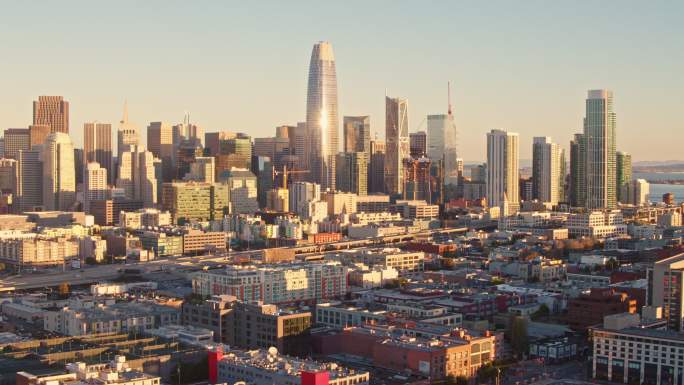 旧金山日出天际线旧金山航拍发达国家国际城