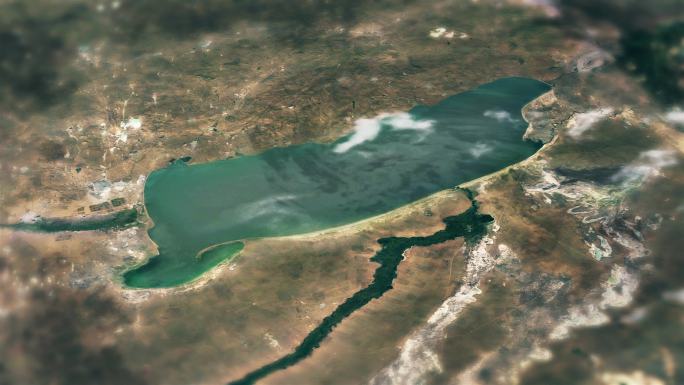 4K内蒙呼伦湖地图实景动画