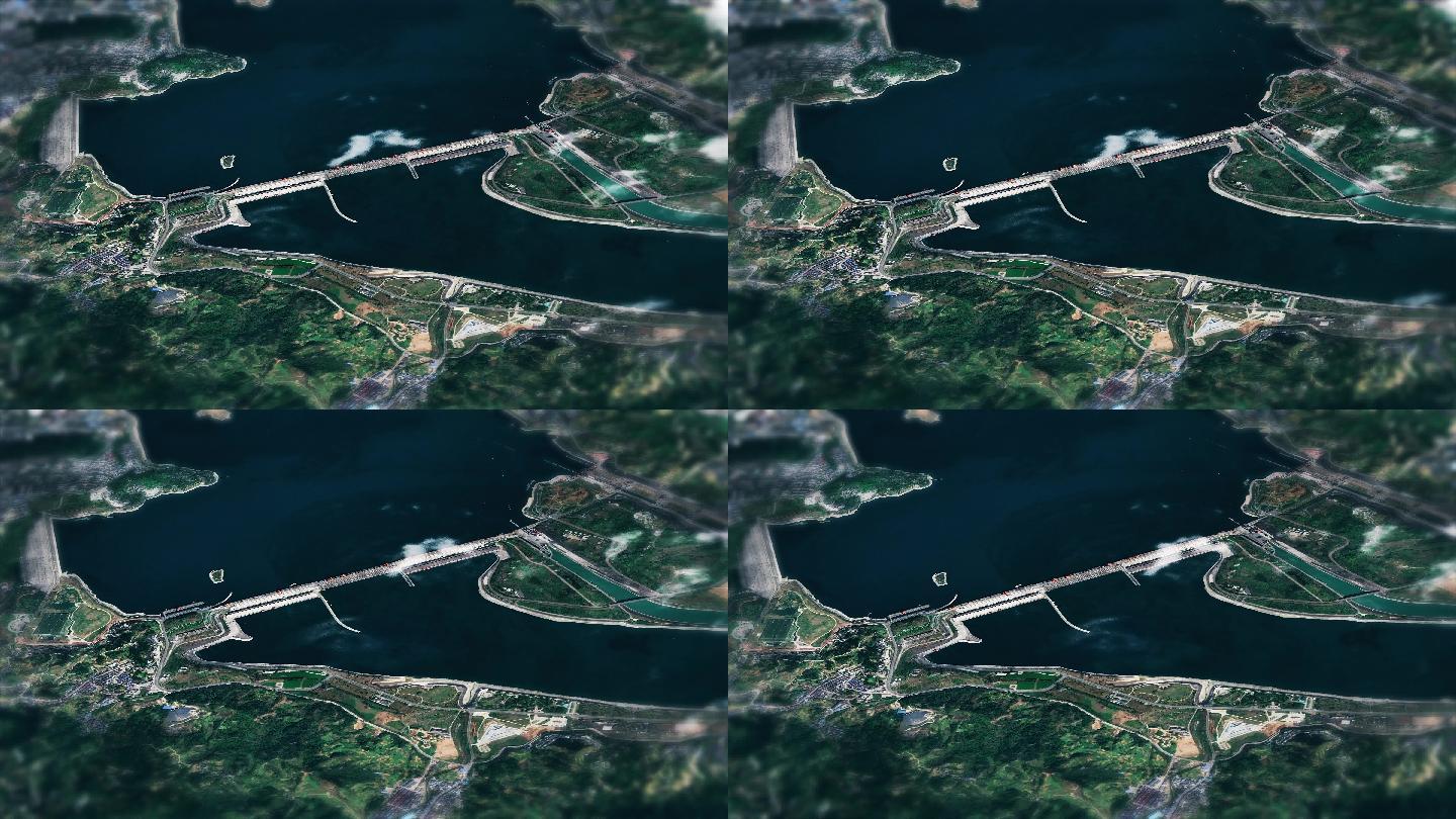 4K三峡水电站实景地图航拍视频素材