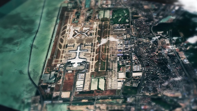 4K深圳宝安国际机场实景航拍视频素材