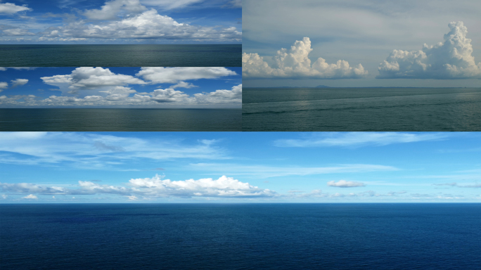 【4K】平静的大海海面-海平面-乌云