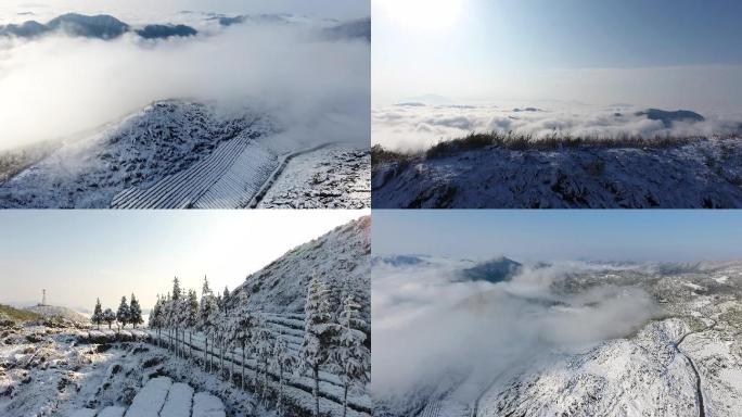 北方大雪山区云海航拍