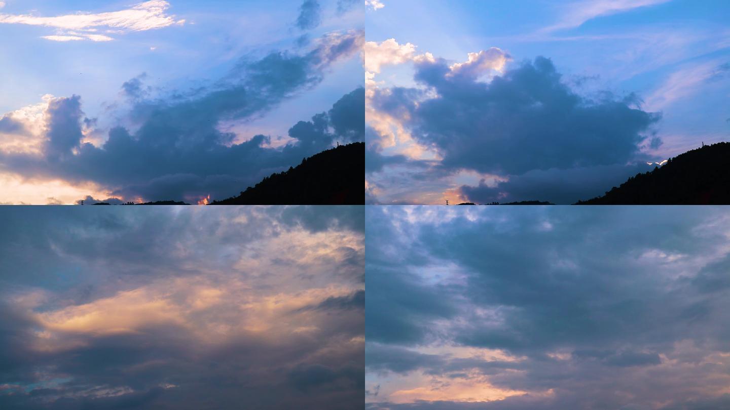 延时拍摄太阳落山前的云