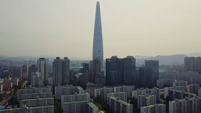 韩国首尔市首尔商业区鸟瞰城市景观