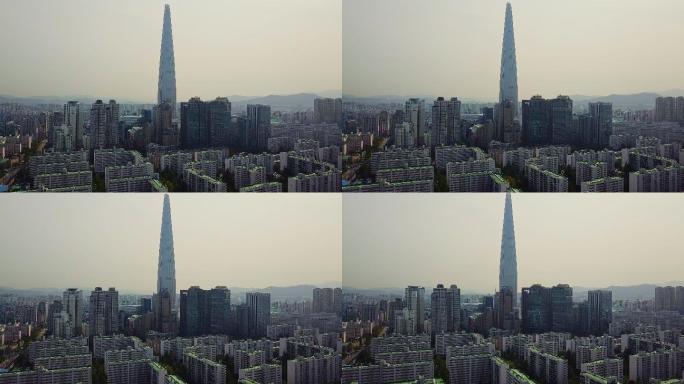 韩国首尔市首尔商业区鸟瞰城市景观