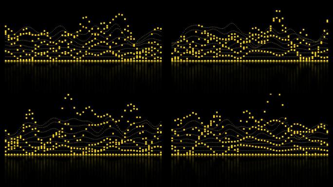 金色线条方块声波跳动