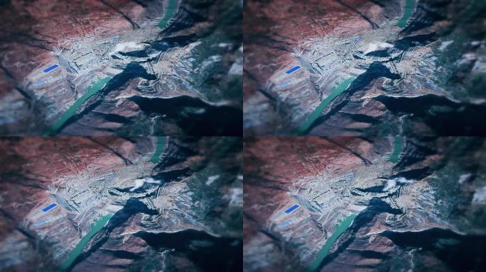 4K白鹤滩水电站实景地图航拍视频素材