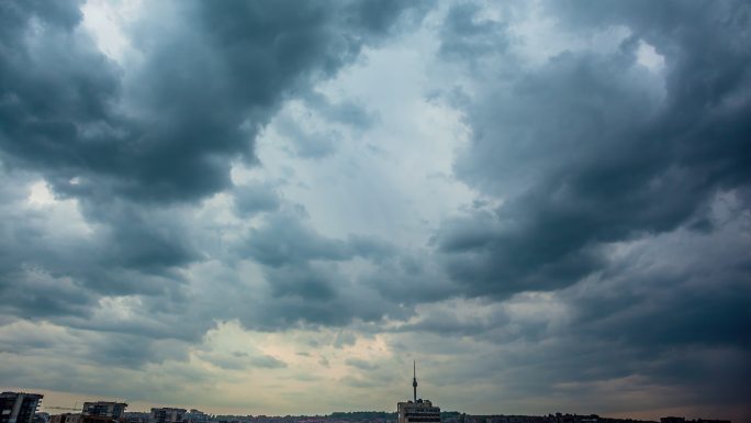 天空乌云延时摄影积云日落极端天气