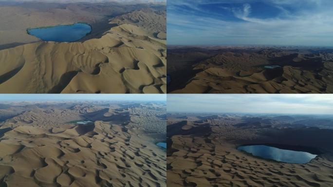航拍 巴丹吉林沙漠 湖泊 沙峰沙漠景色