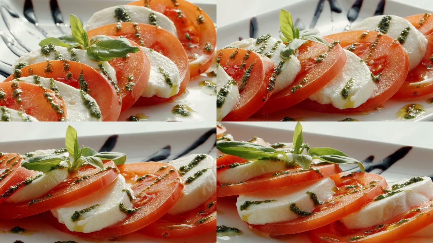 马苏里拉和西红柿组成的蔬菜沙拉