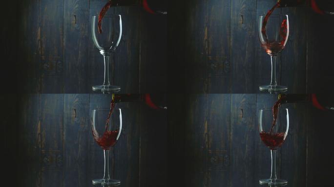 将红酒倒入玻璃杯