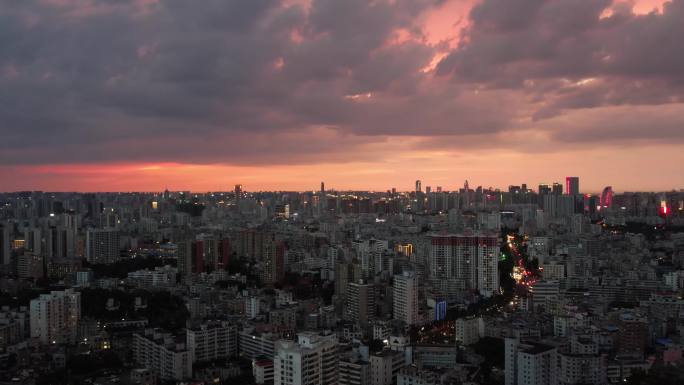 海口府城夜景航拍